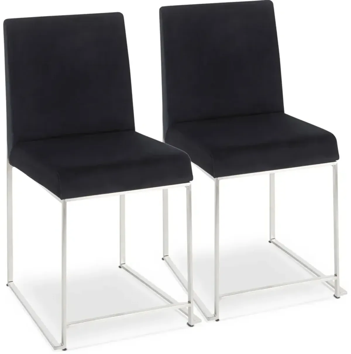 Reine Set of 2 Velvet Dining Chairs - Steel/Black