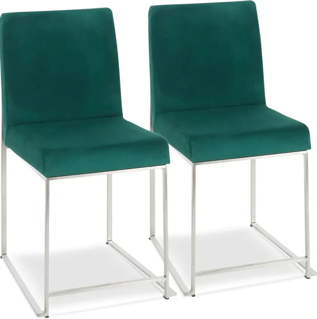 Reine Set of 2 Velvet Dining Chairs - Steel/Green