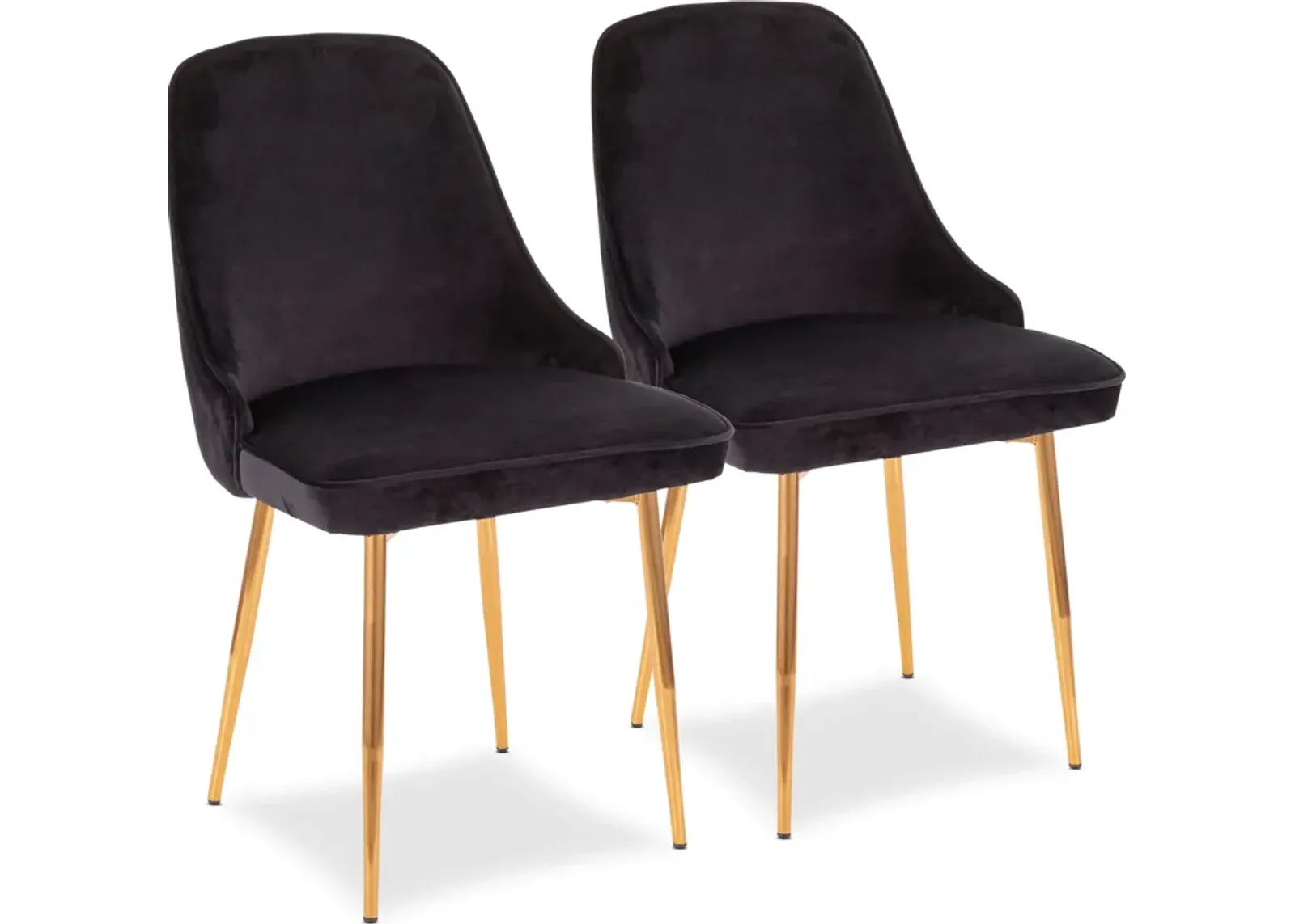 Ali Set of 2 Dining Chairs - Black Velvet/Gold Metal