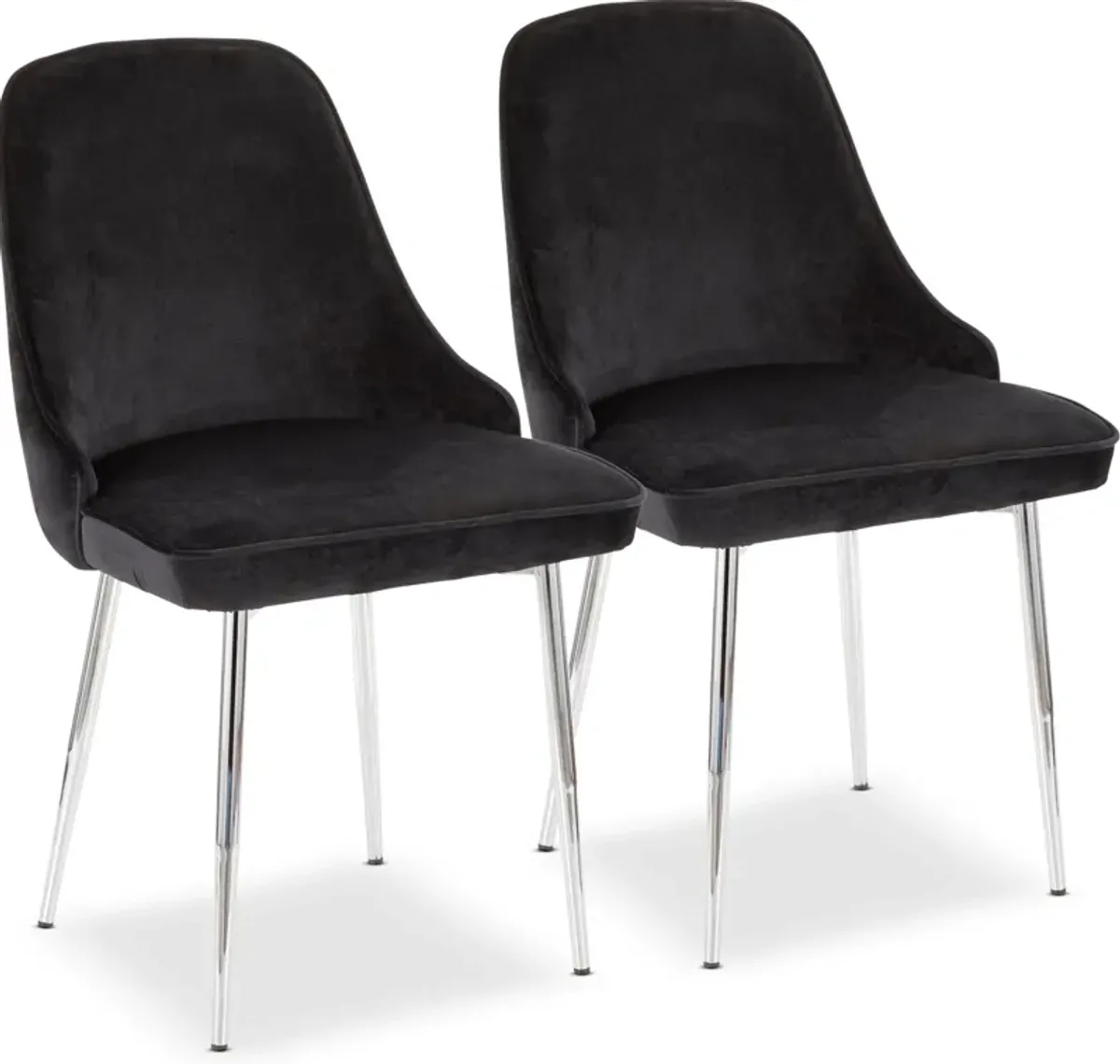 Ali Set of 2 Dining Chairs - Black Velvet/Chrome