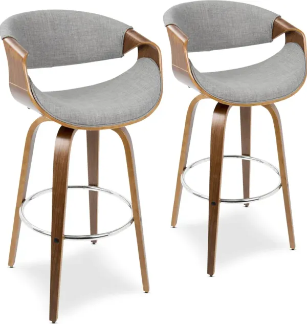 Leo Set of 2 Swivel Bar Stools - Gray