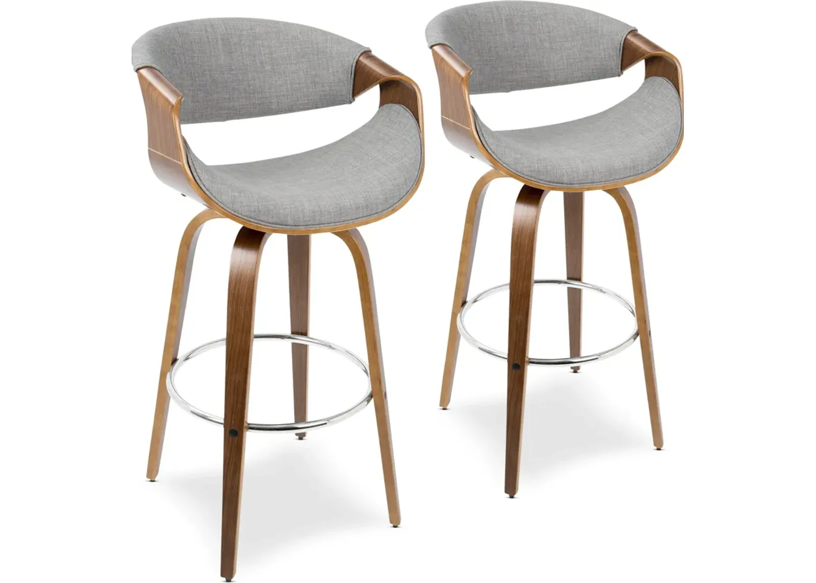 Leo Set of 2 Swivel Bar Stools - Gray