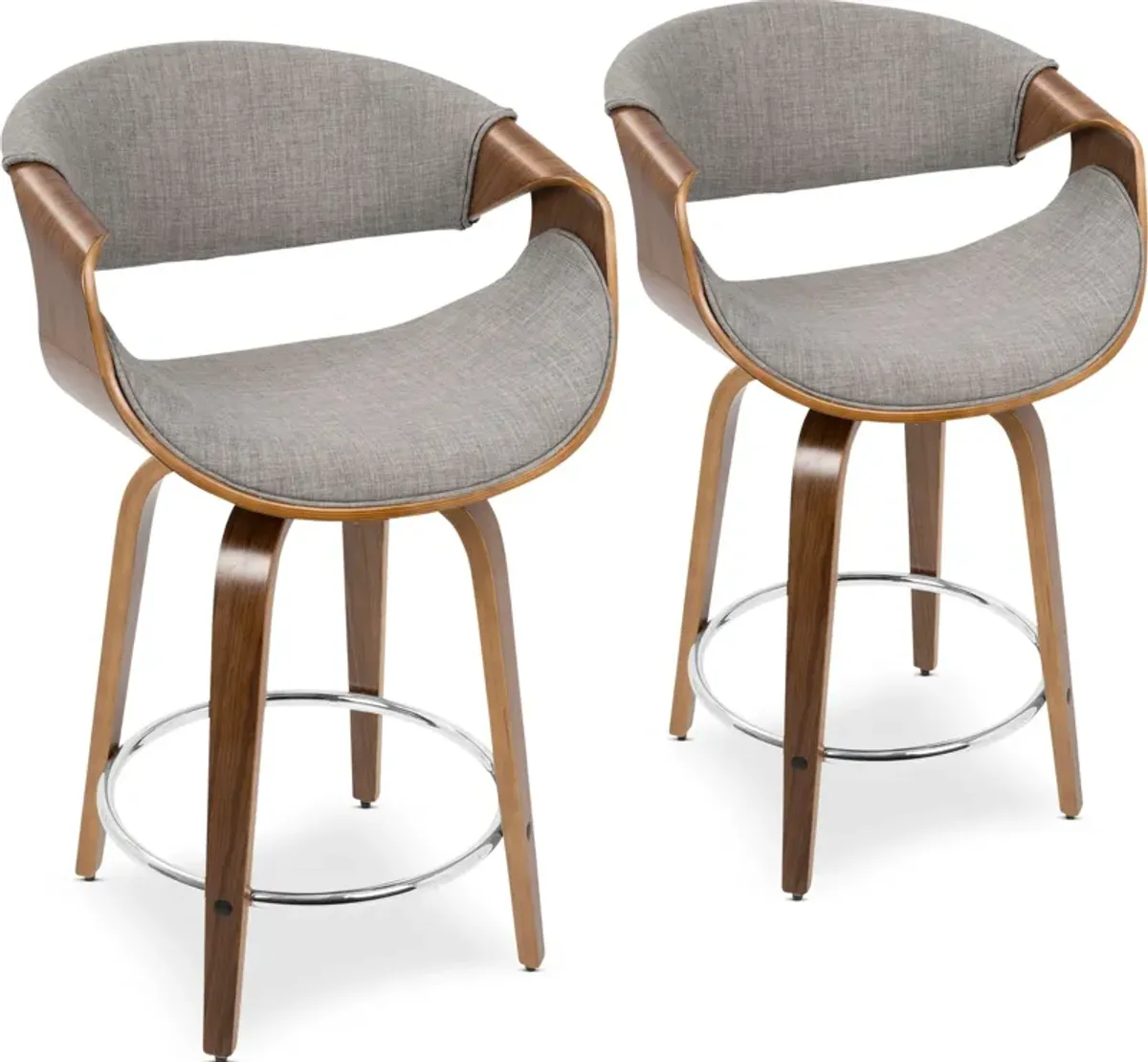 Leo Set of 2 Swivel Counter-Height Stools - Gray