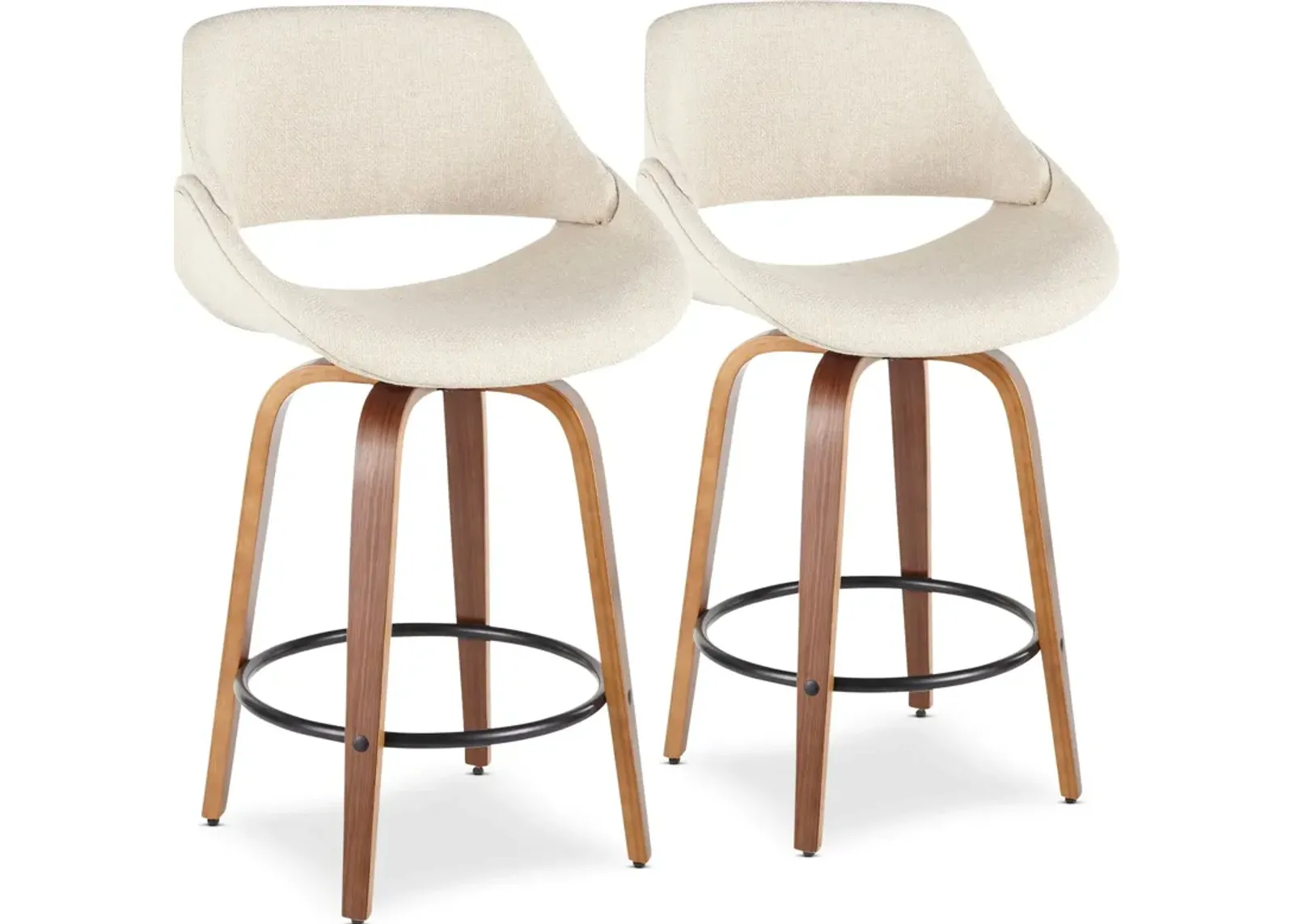 Uma Set of 2 Counter-Height Stools - Cream