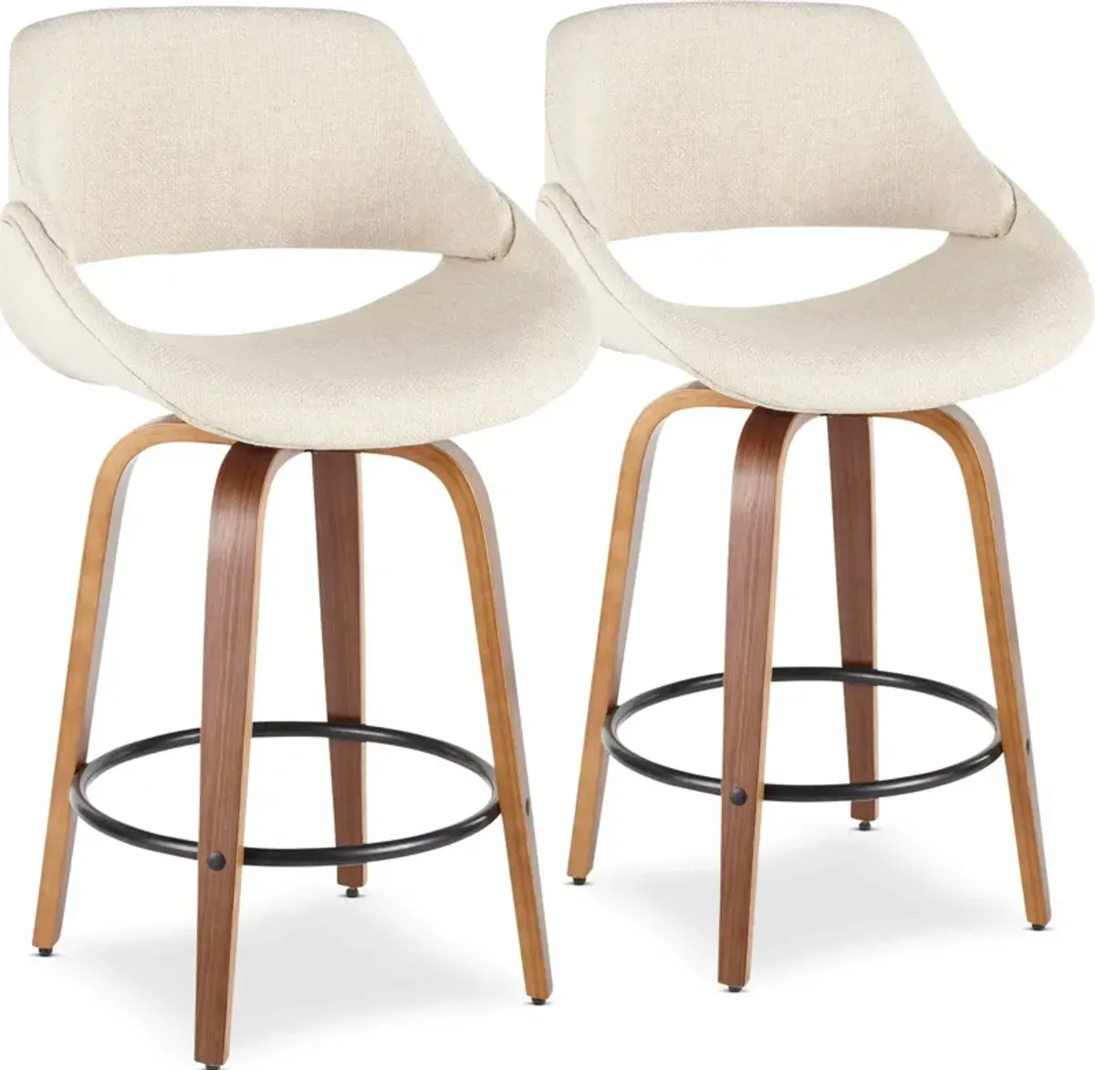 Uma Set of 2 Counter-Height Stools - Cream