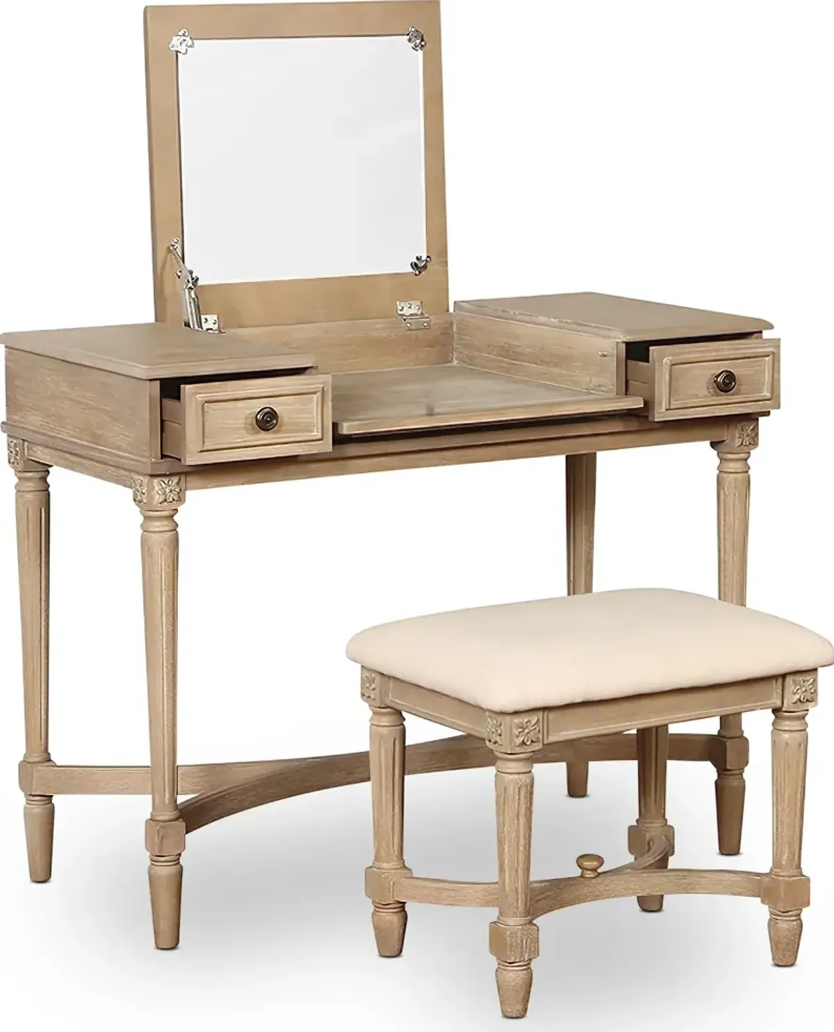 Michelle Vanity Desk and Stool - Gray