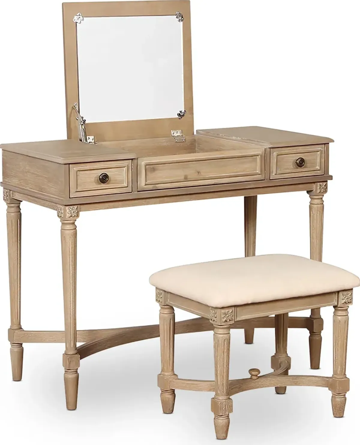 Michelle Vanity Desk and Stool - Gray