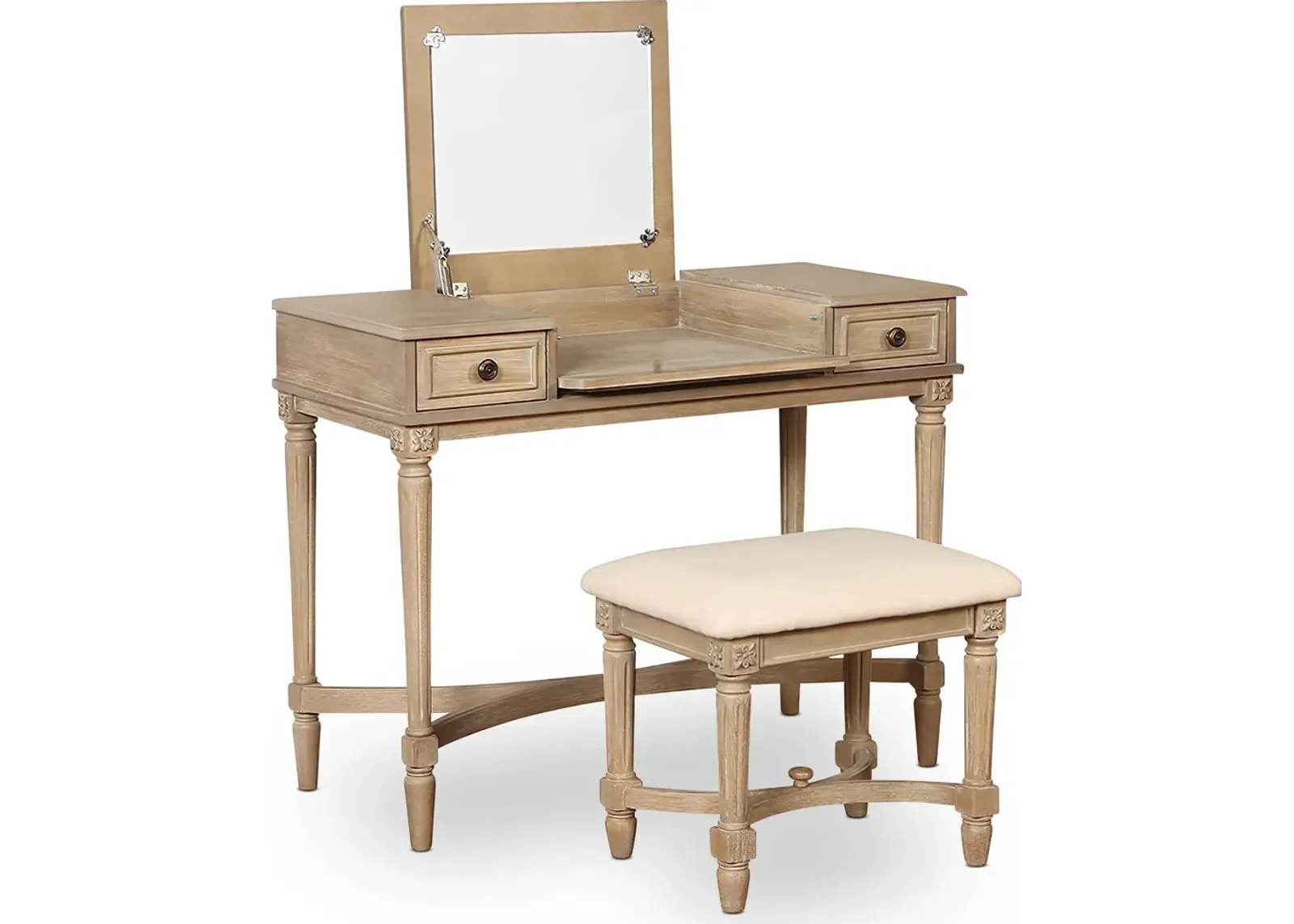 Michelle Vanity Desk and Stool - Gray