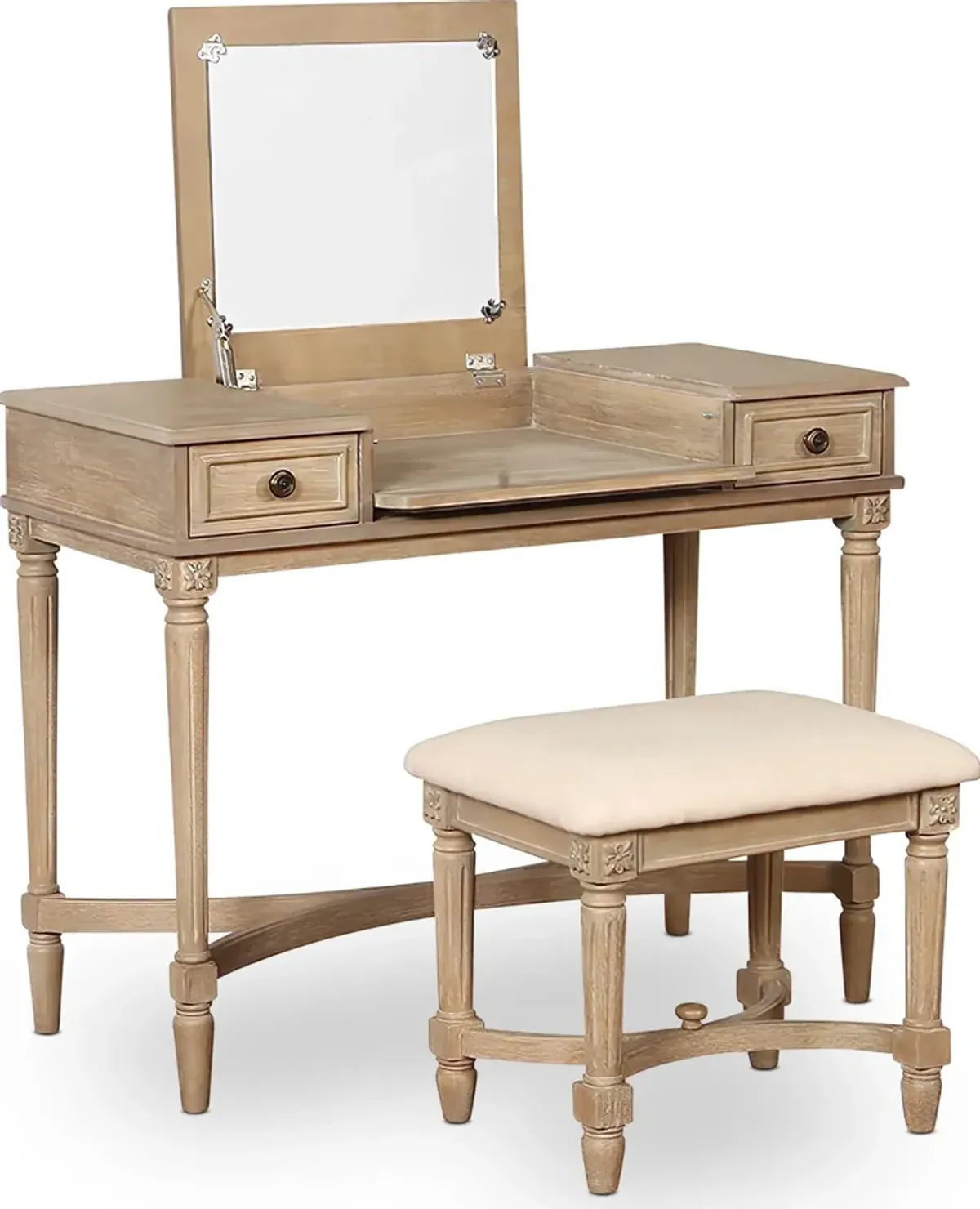 Michelle Vanity Desk and Stool - Gray