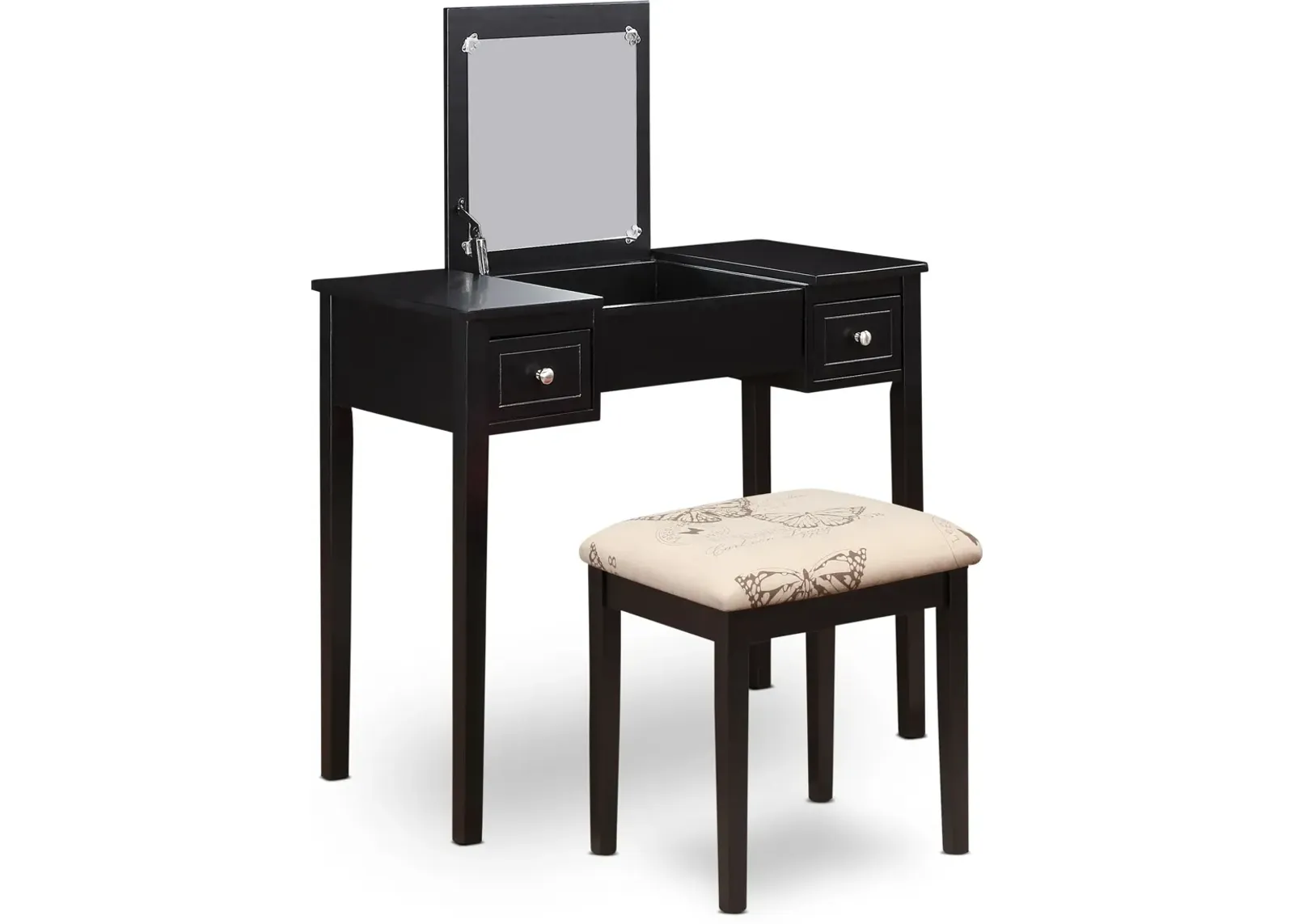 Butterfly Vanity Desk and Stool - Black