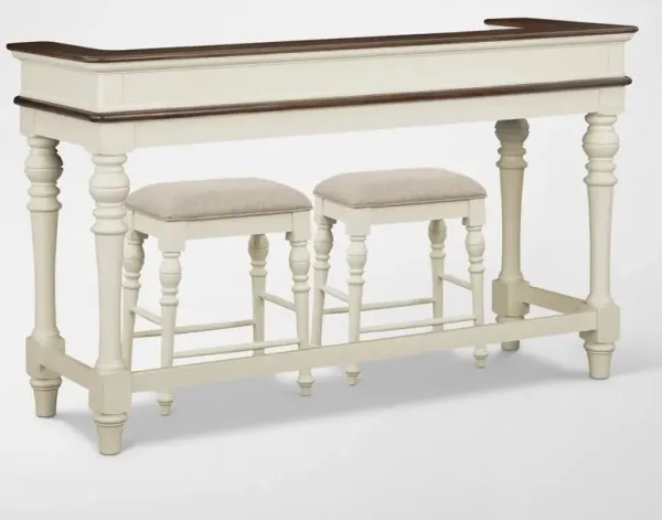 Charleston Console Table and 2 Stools - White