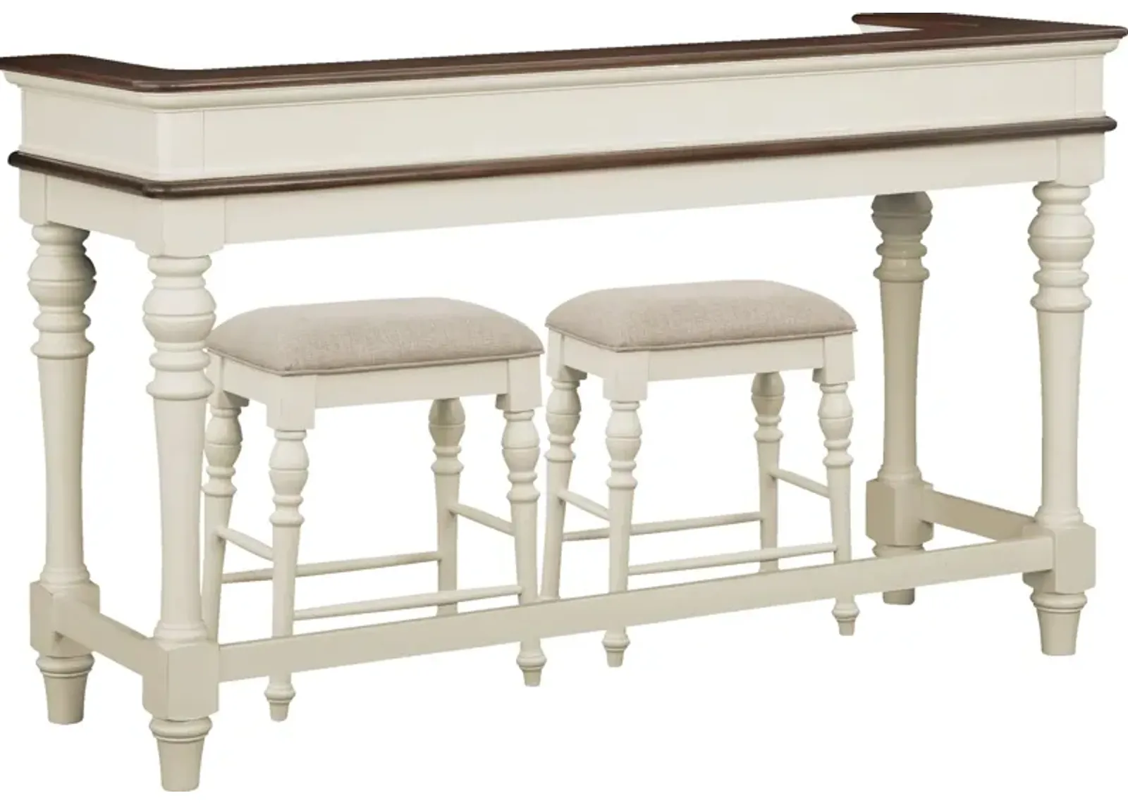 Charleston Console Table and 2 Stools - White