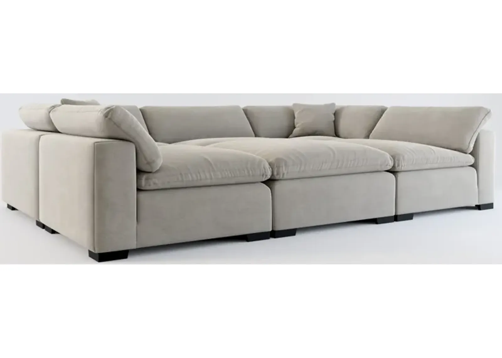 Plush Feathered Comfort 6-Piece Sectional - Fog