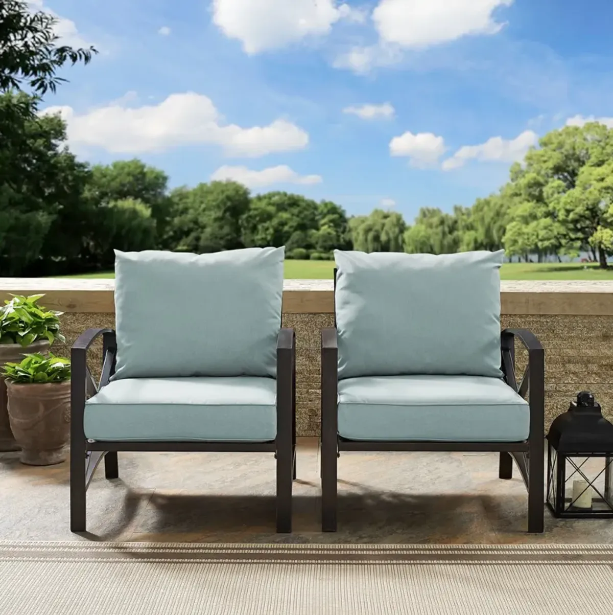 Clarion Set of 2 Outdoor Chairs - Mist/Bronze