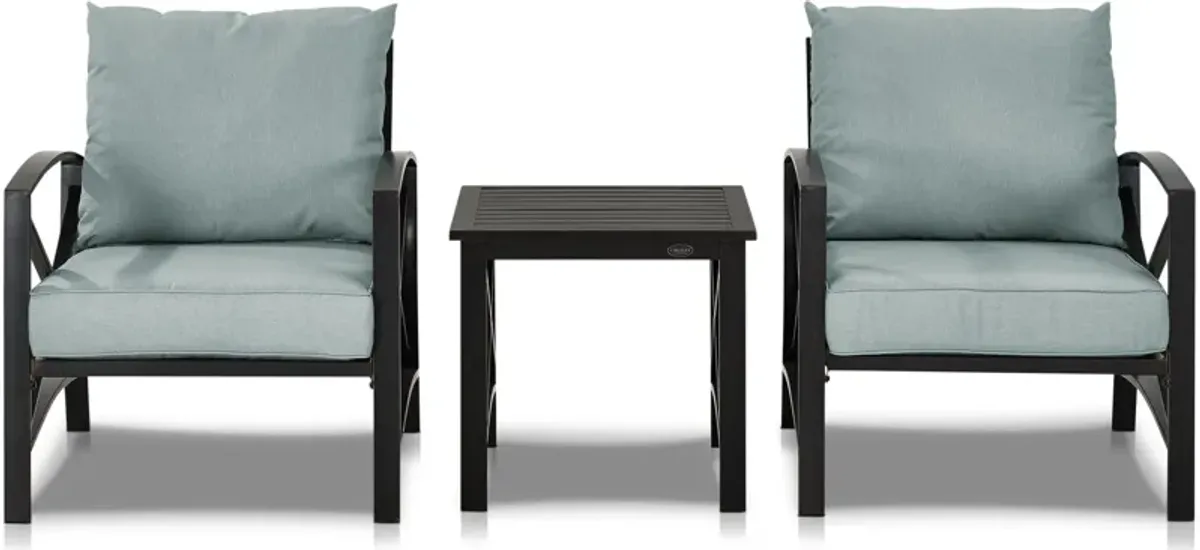 Clarion Set of 2 Outdoor Chairs and End Table - Mist/Bronze