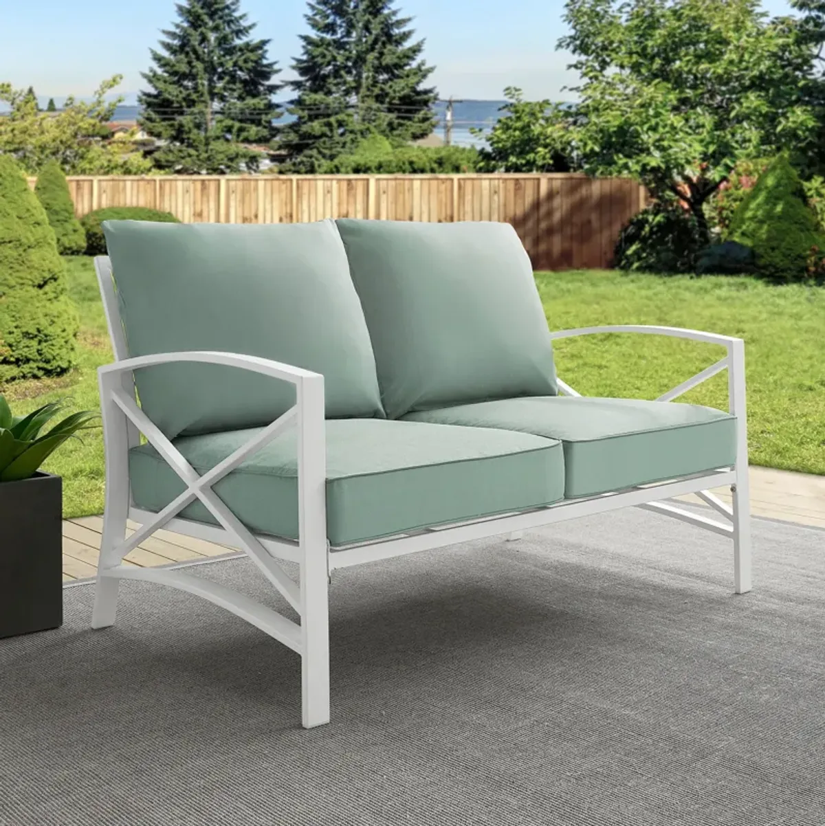 Clarion Outdoor Loveseat - Mist/White