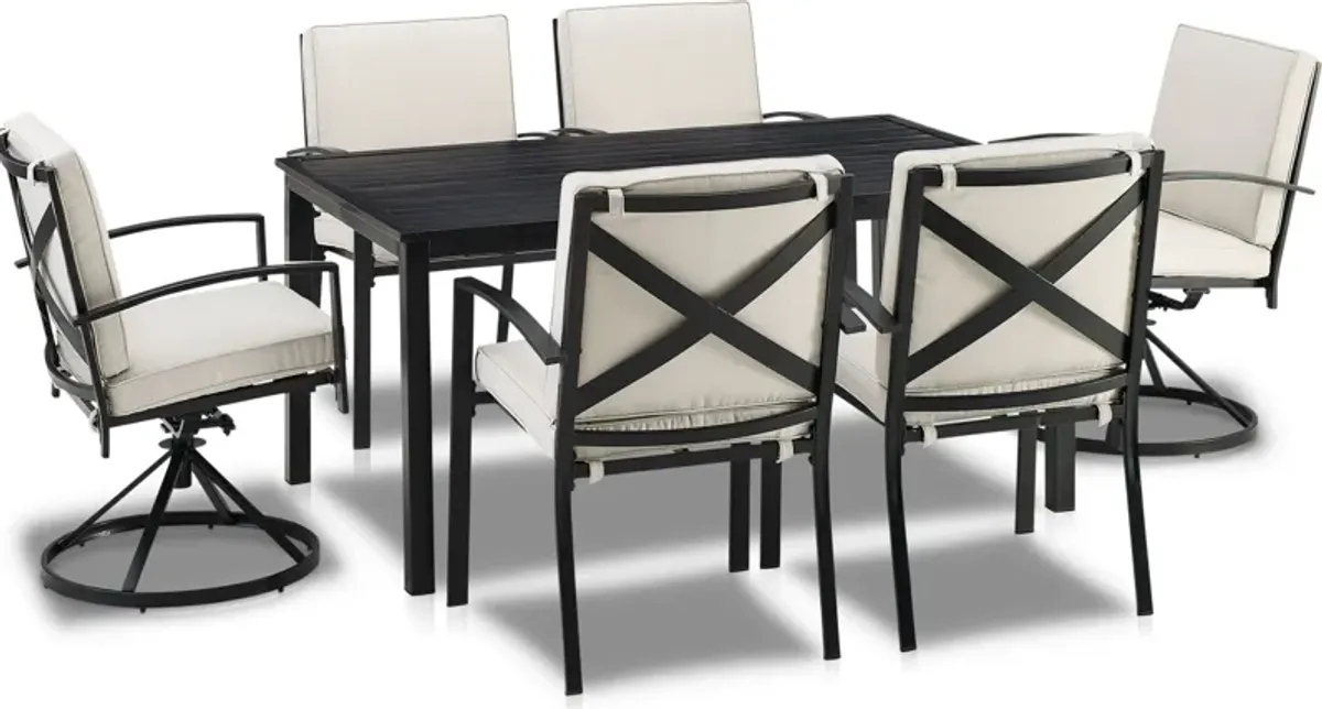 Clarion Outdoor Dining Table, 4 Dining Chairs and 2 Swivel Chairs - Oatmeal