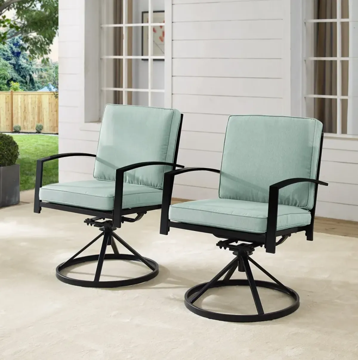 Clarion Set of 2 Outdoor Swivel Chairs - Mist