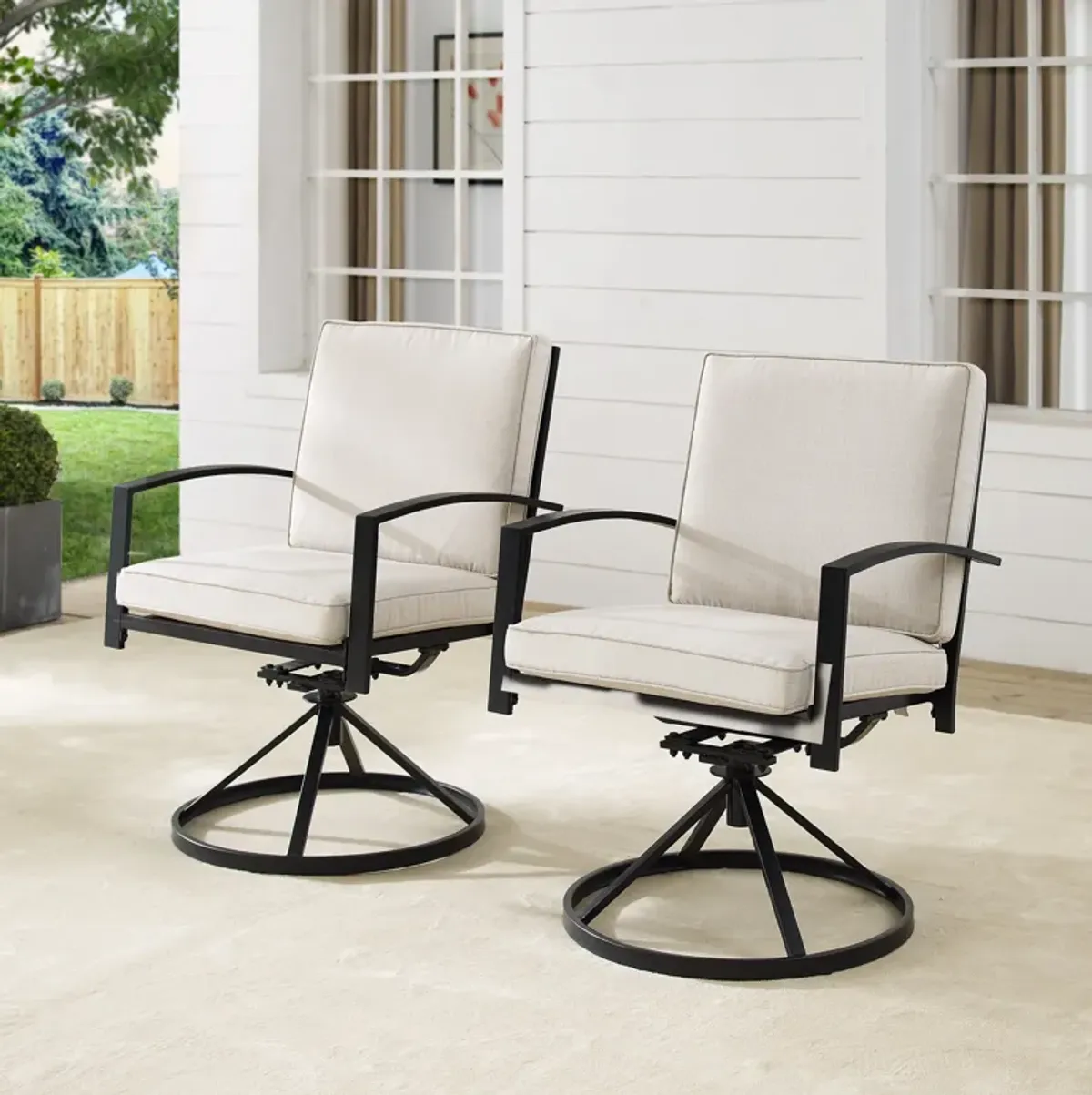 Clarion Set of 2 Outdoor Swivel Chairs - Oatmeal