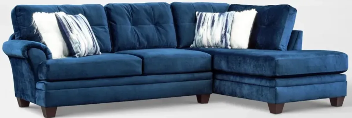 Cordelle 2-Piece Sectional with Right-Facing Chaise - Blue