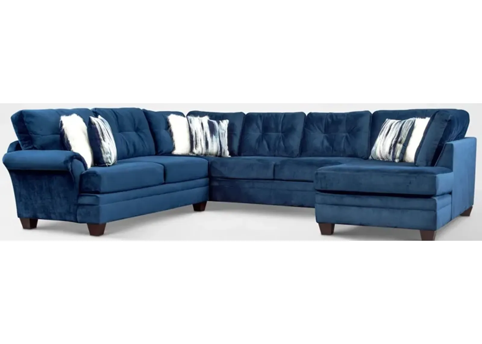 Cordelle 3-Piece Sectional with Right-Facing Chaise - Blue