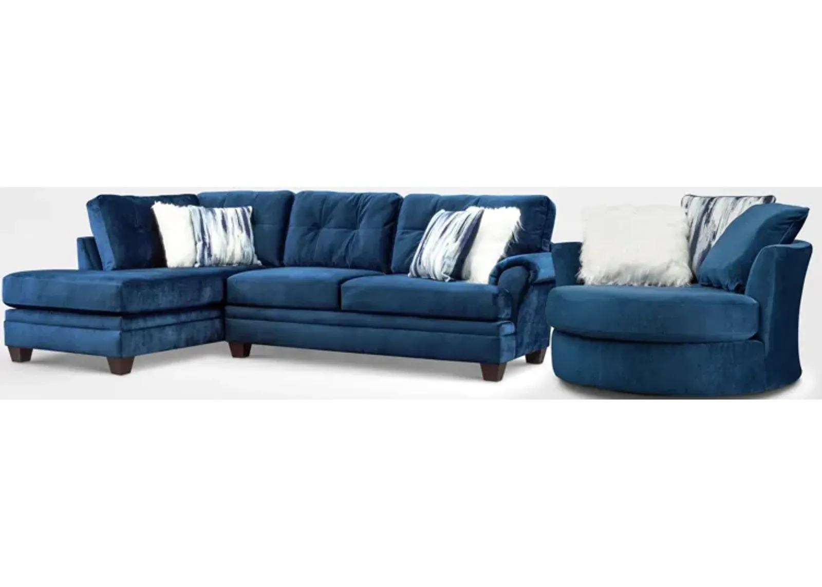 Cordelle 2-Piece Sectional with Left-Facing Chaise and Swivel Chair Set - Blue