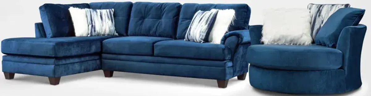 Cordelle 2-Piece Sectional with Left-Facing Chaise and Swivel Chair Set - Blue