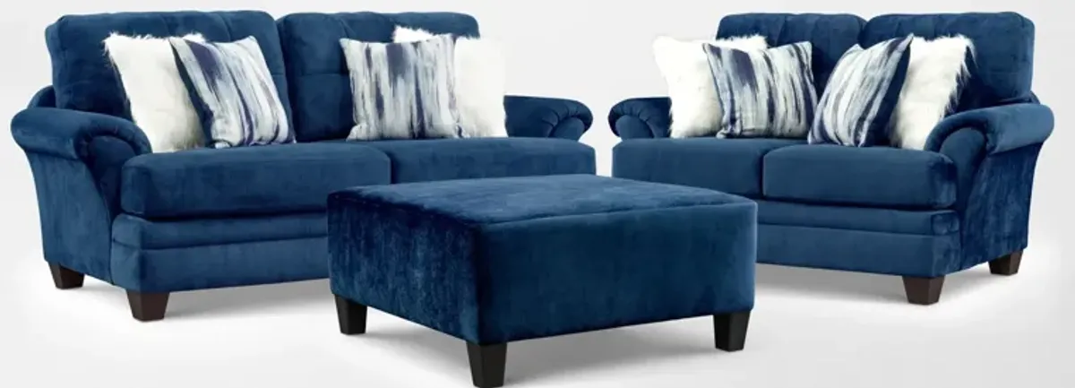 Cordelle Sofa, Loveseat and Ottoman - Blue