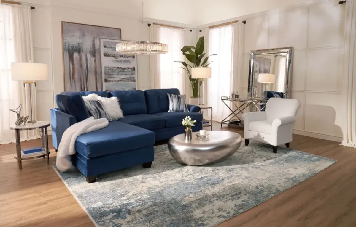 Cordelle 2-Piece Sectional with Left-Facing Chaise and Ottoman - Blue