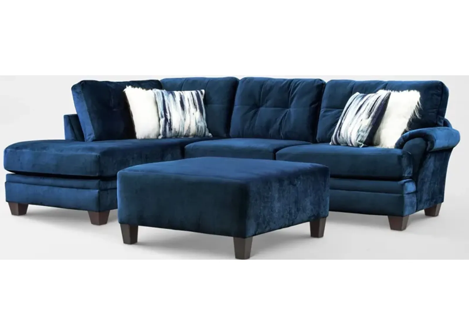 Cordelle 2-Piece Sectional with Left-Facing Chaise and Ottoman - Blue