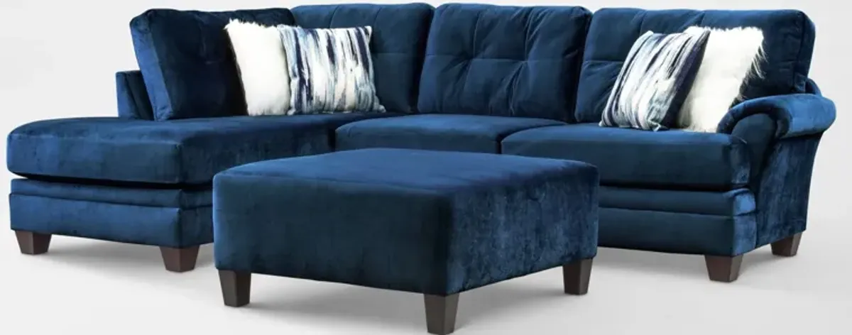 Cordelle 2-Piece Sectional with Left-Facing Chaise and Ottoman - Blue