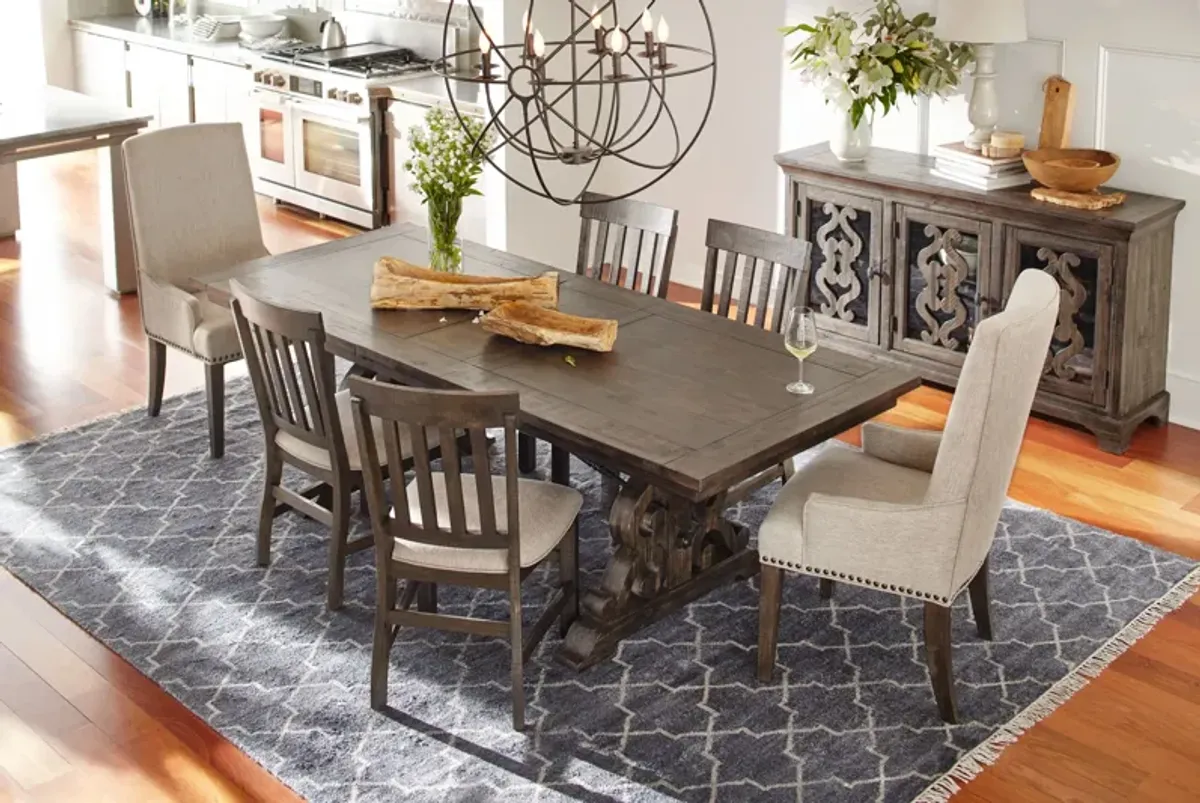 Charthouse Rectangular Extendable Dining Table, 2 Host Chairs and 4 Dining Chairs - Charcoal