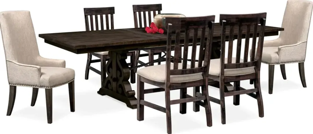 Charthouse Rectangular Extendable Dining Table, 2 Host Chairs and 4 Dining Chairs - Charcoal