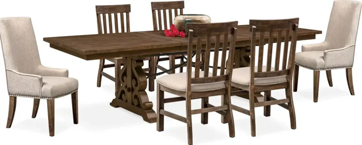 Charthouse Rectangular Extendable Dining Table, 2 Host Chairs and 4 Dining Chairs - Nutmeg