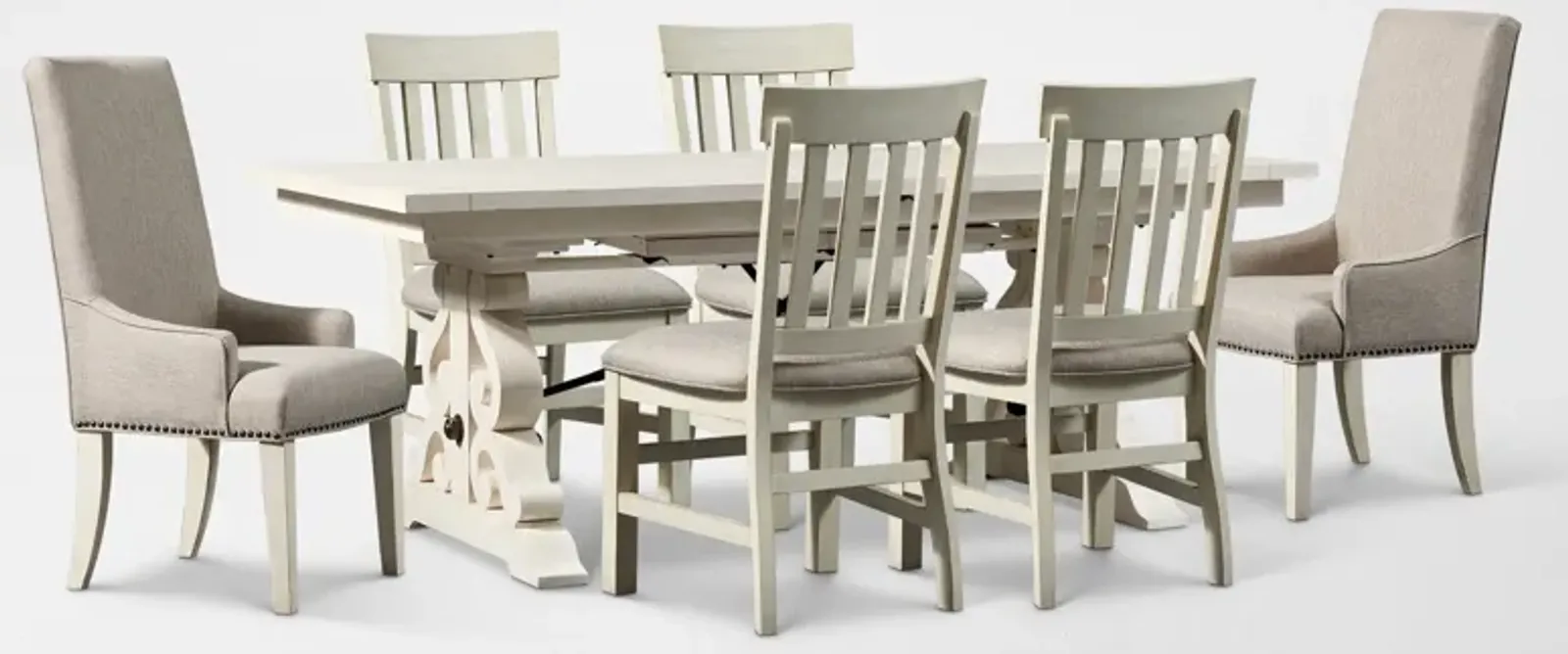 Charthouse Rectangular Extendable Dining Table, 2 Host Chairs and 4 Dining Chairs - Alabaster