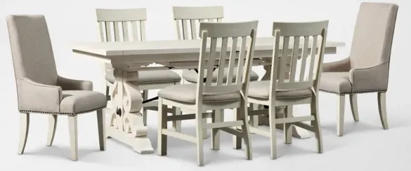 Charthouse Rectangular Extendable Dining Table, 2 Host Chairs and 4 Dining Chairs - Alabaster