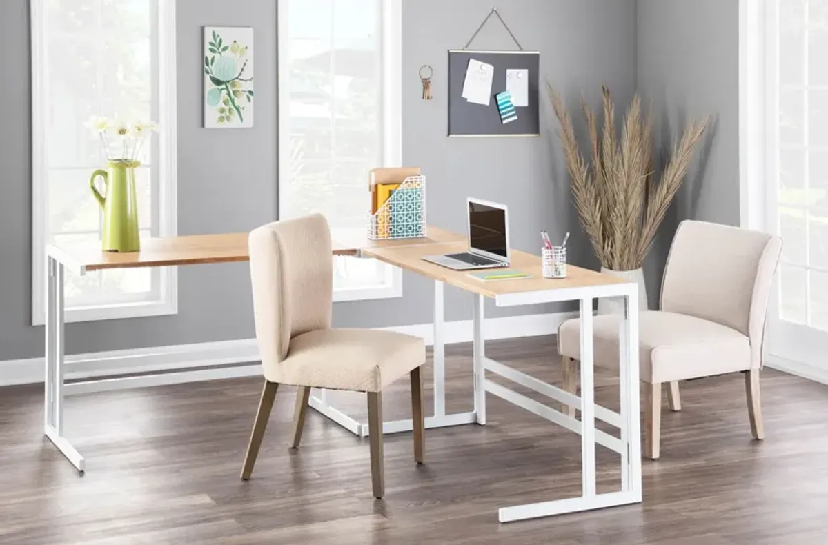 Miles L-Shaped Desk - White