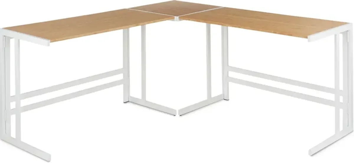 Miles L-Shaped Desk - White