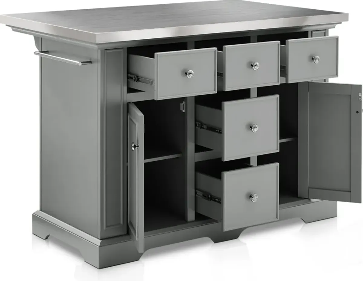 Wells Kitchen Island - Gray