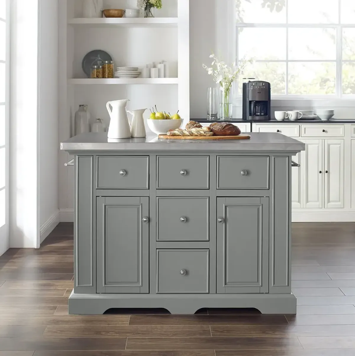 Wells Kitchen Island - Gray