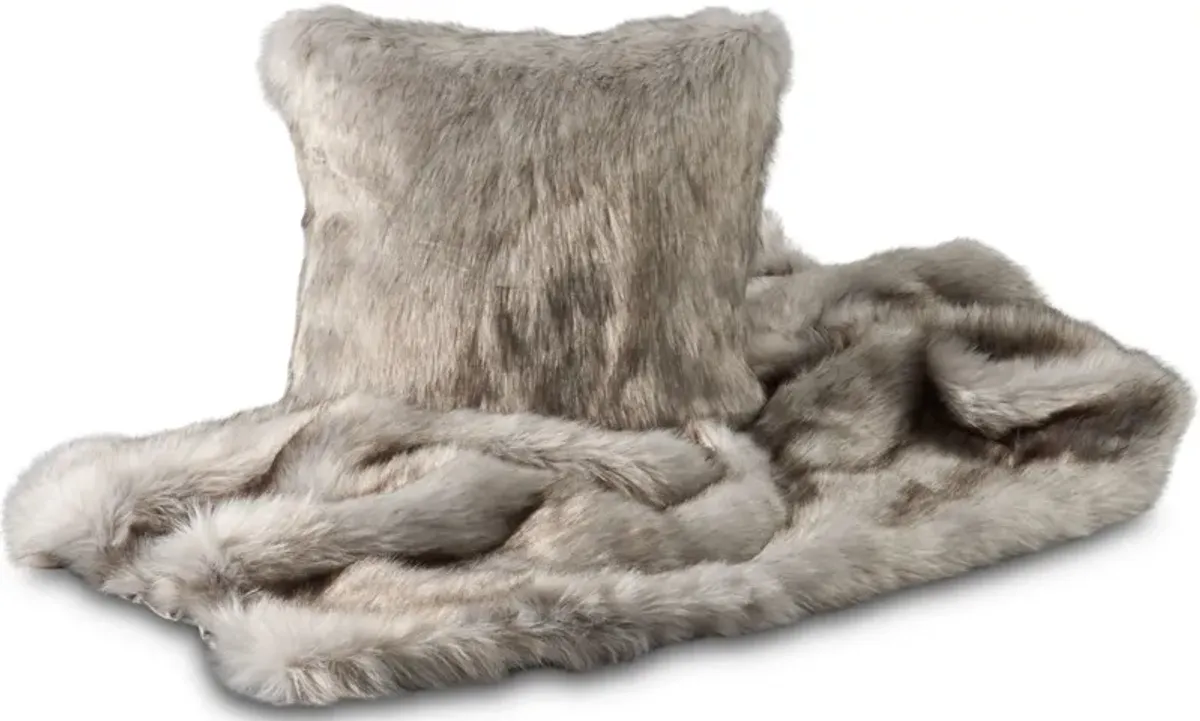 Faux Fur Pillow - Gray Wolf