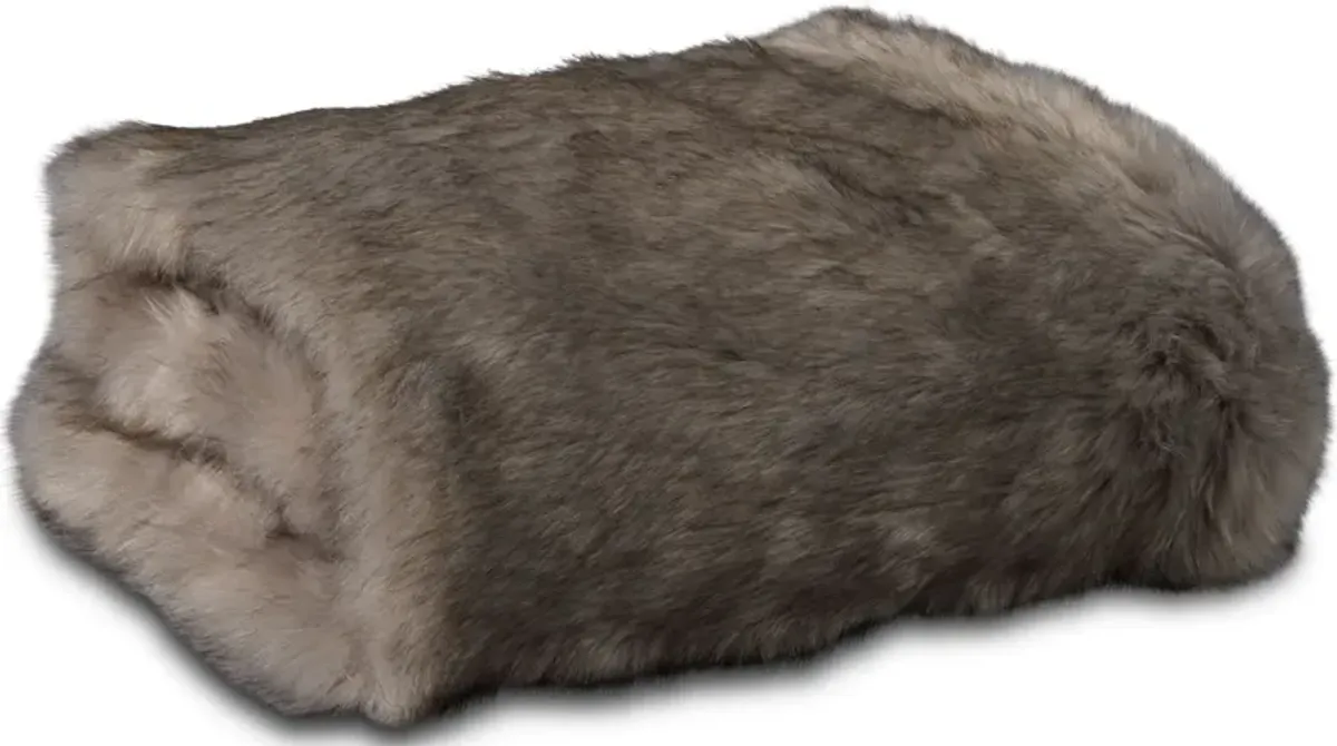 Faux Fur Throw - Gray Wolf