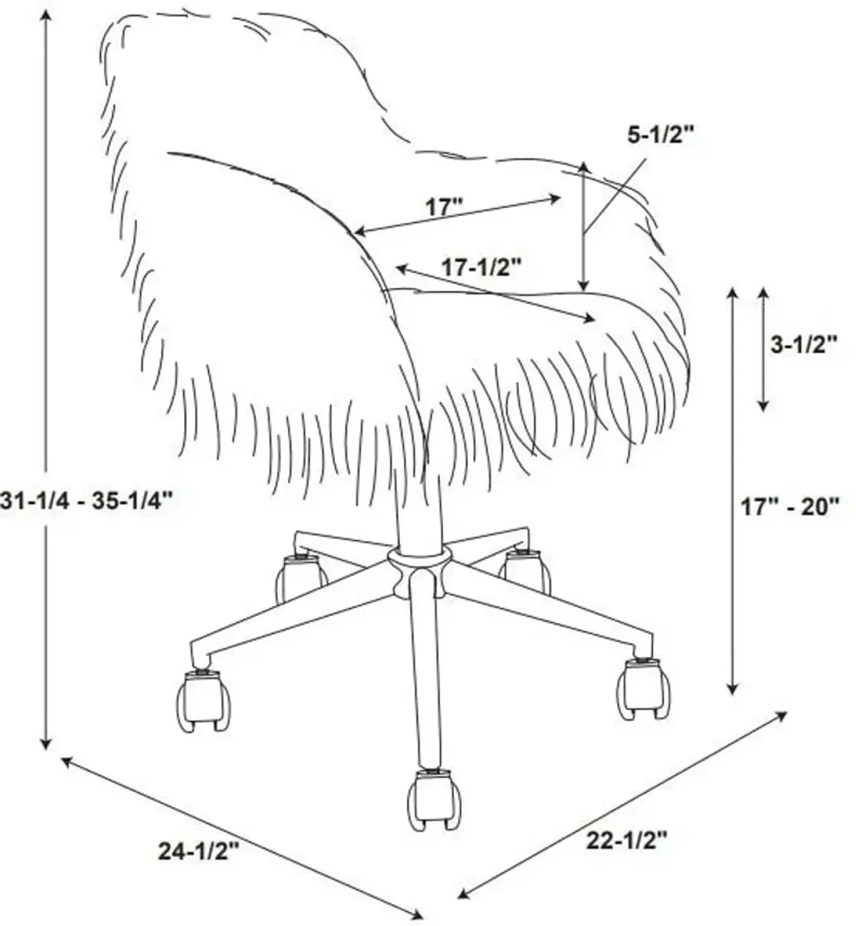 Iona Faux Fur Office Chair - White