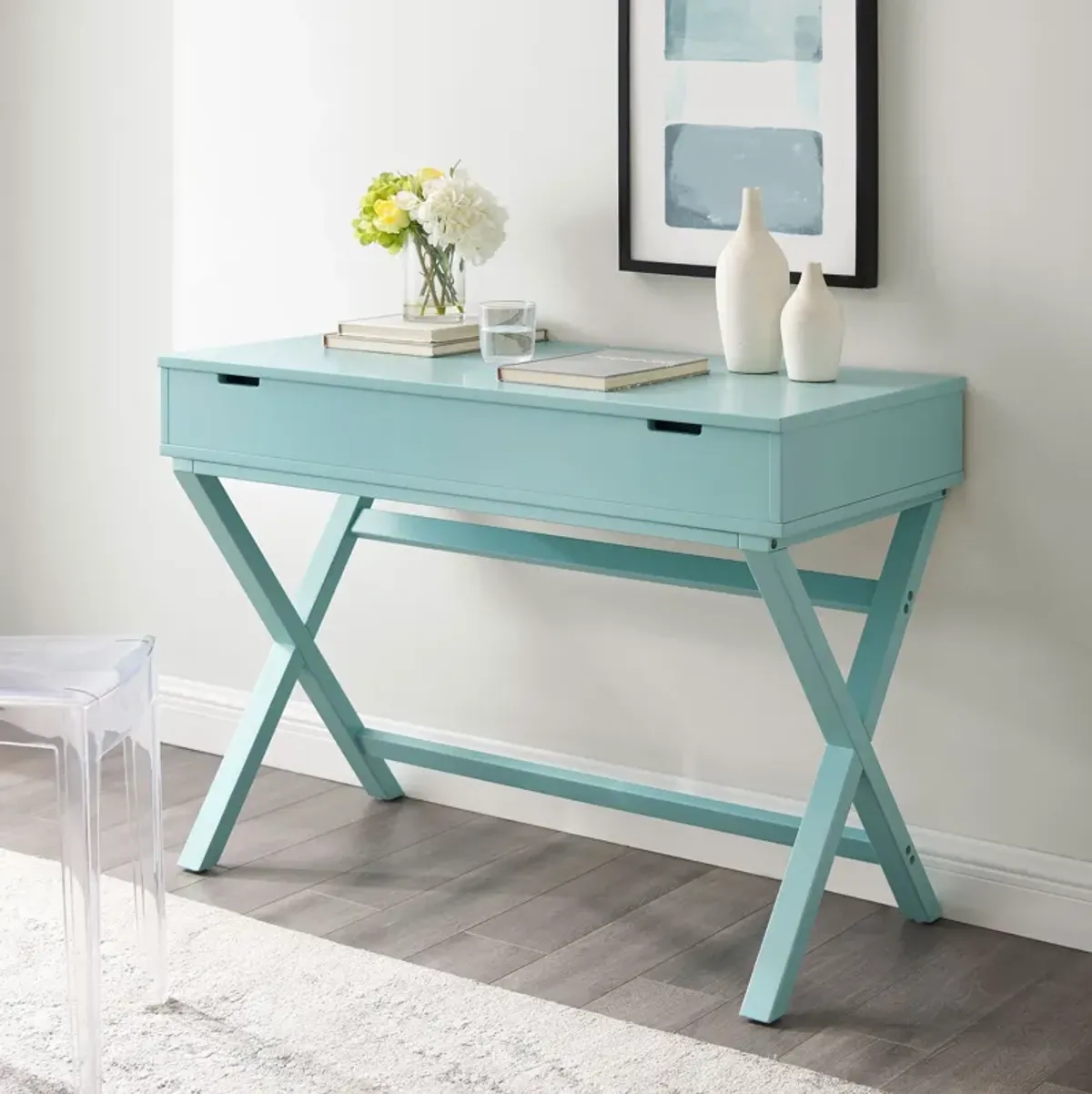 Shelby Lift-Top Desk - Turquoise