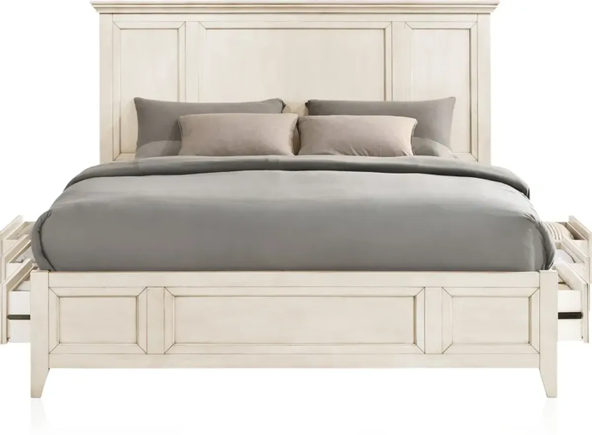 Lincoln Queen Storage Bed - White