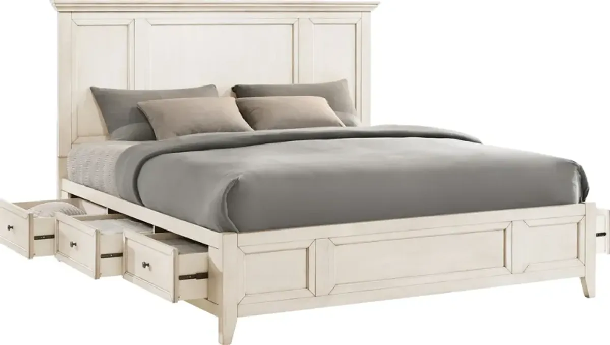 Lincoln Solid Wood King Storage Bed - White