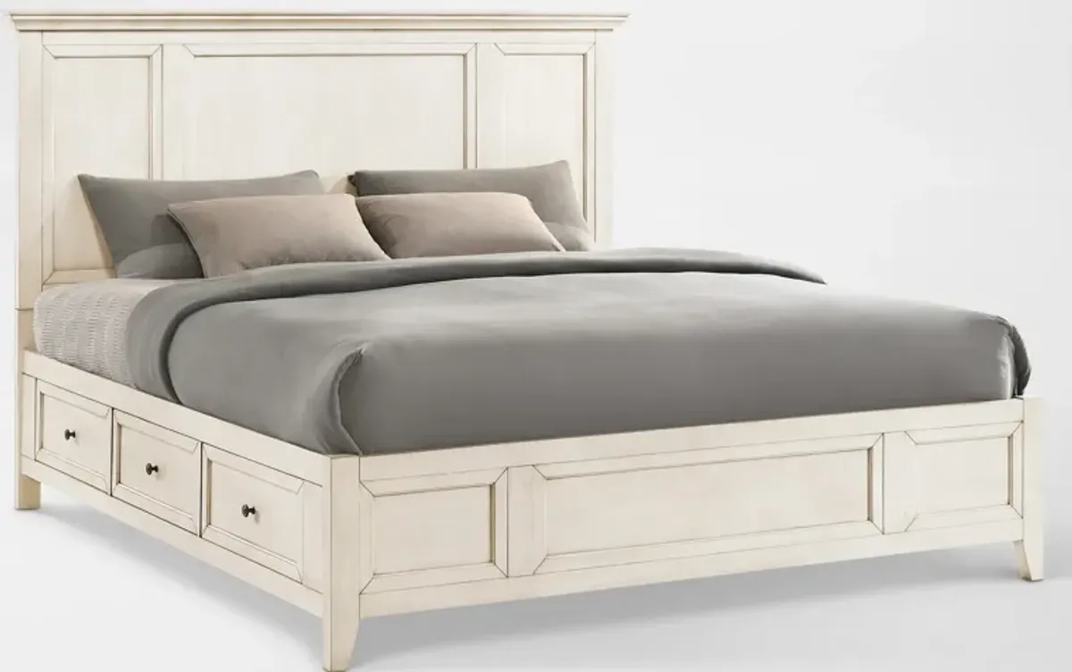 Lincoln Solid Wood King Storage Bed - White