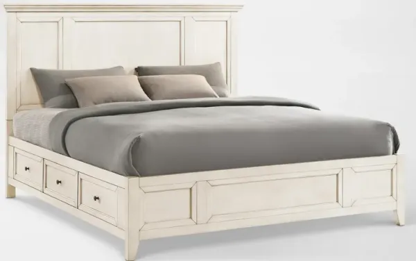 Lincoln Solid Wood King Storage Bed - White