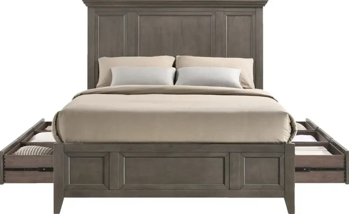 Lincoln Queen Storage Bed - Gray