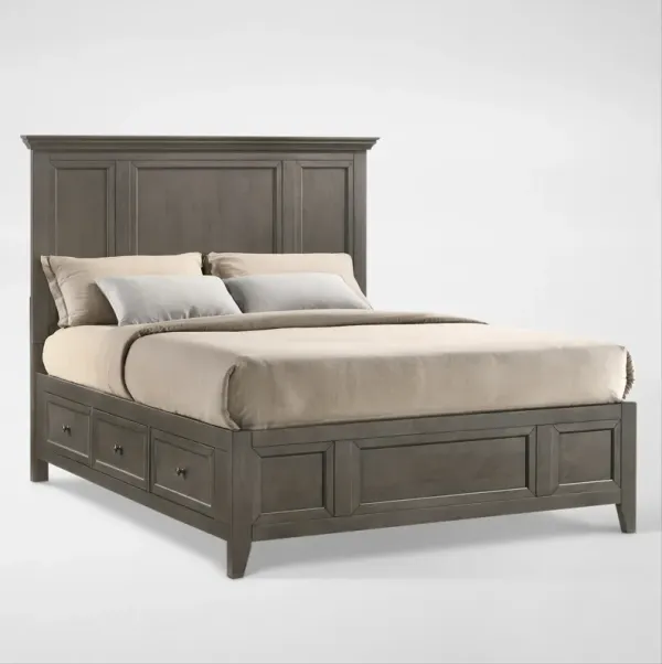 Lincoln Solid Wood Queen Storage Bed - Gray